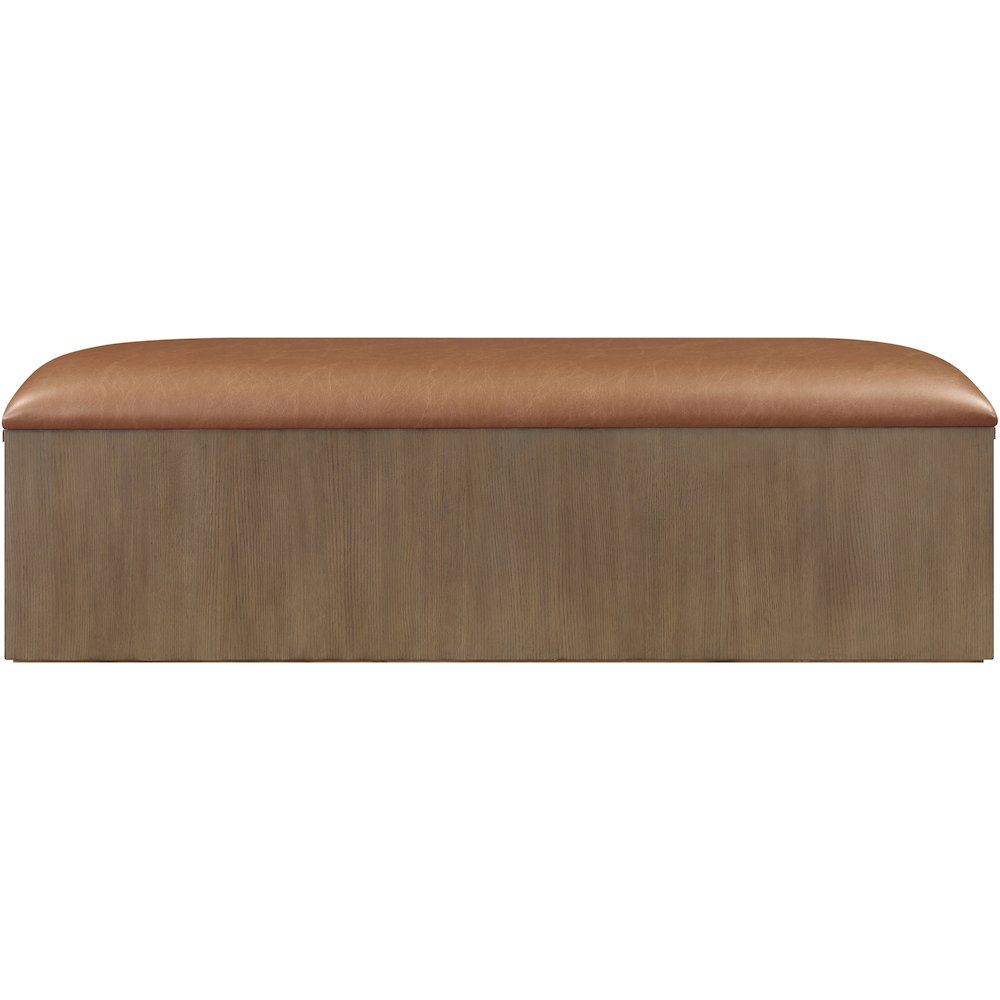 Velden Cognac Vegan Leather Upholstered Storage Bench