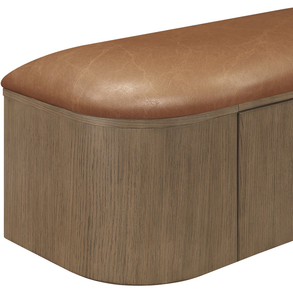 Velden Cognac Vegan Leather Upholstered Storage Bench
