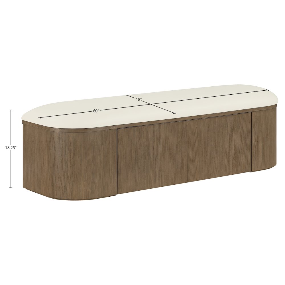 Velden Cream Vegan Leather Upholstered Storage Bench