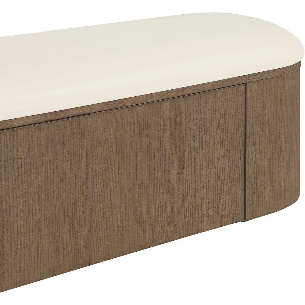 Velden Cream Vegan Leather Upholstered Storage Bench