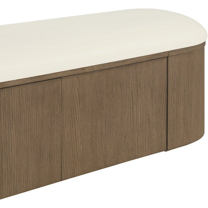 Velden Cream Vegan Leather Upholstered Storage Bench