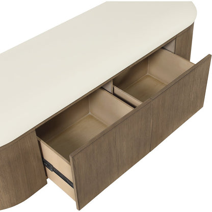 Velden Cream Vegan Leather Upholstered Storage Bench