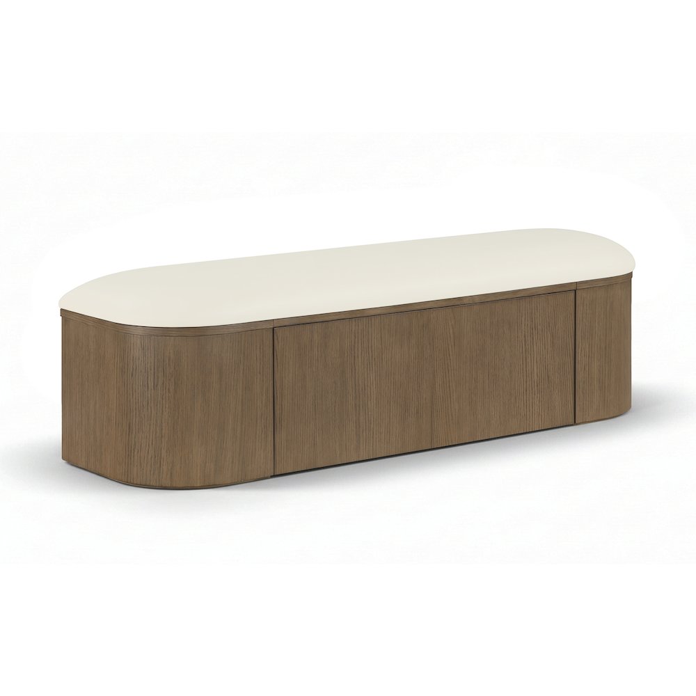 Velden Cream Vegan Leather Upholstered Storage Bench