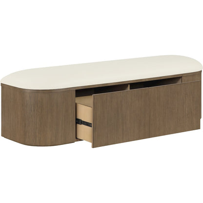 Velden Cream Vegan Leather Upholstered Storage Bench