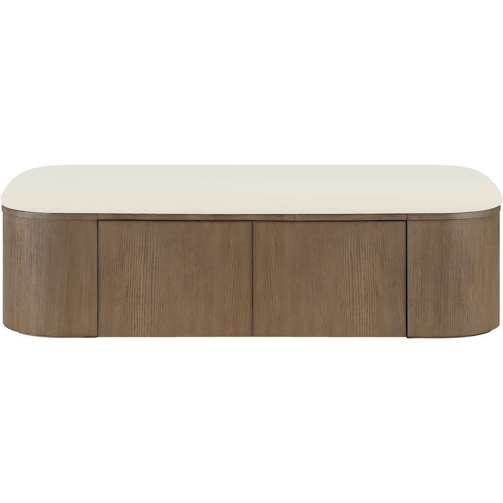 Velden Cream Vegan Leather Upholstered Storage Bench