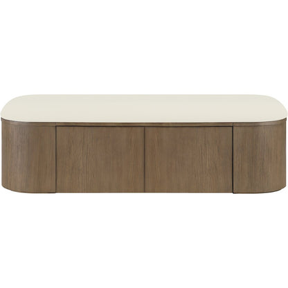 Velden Cream Vegan Leather Upholstered Storage Bench