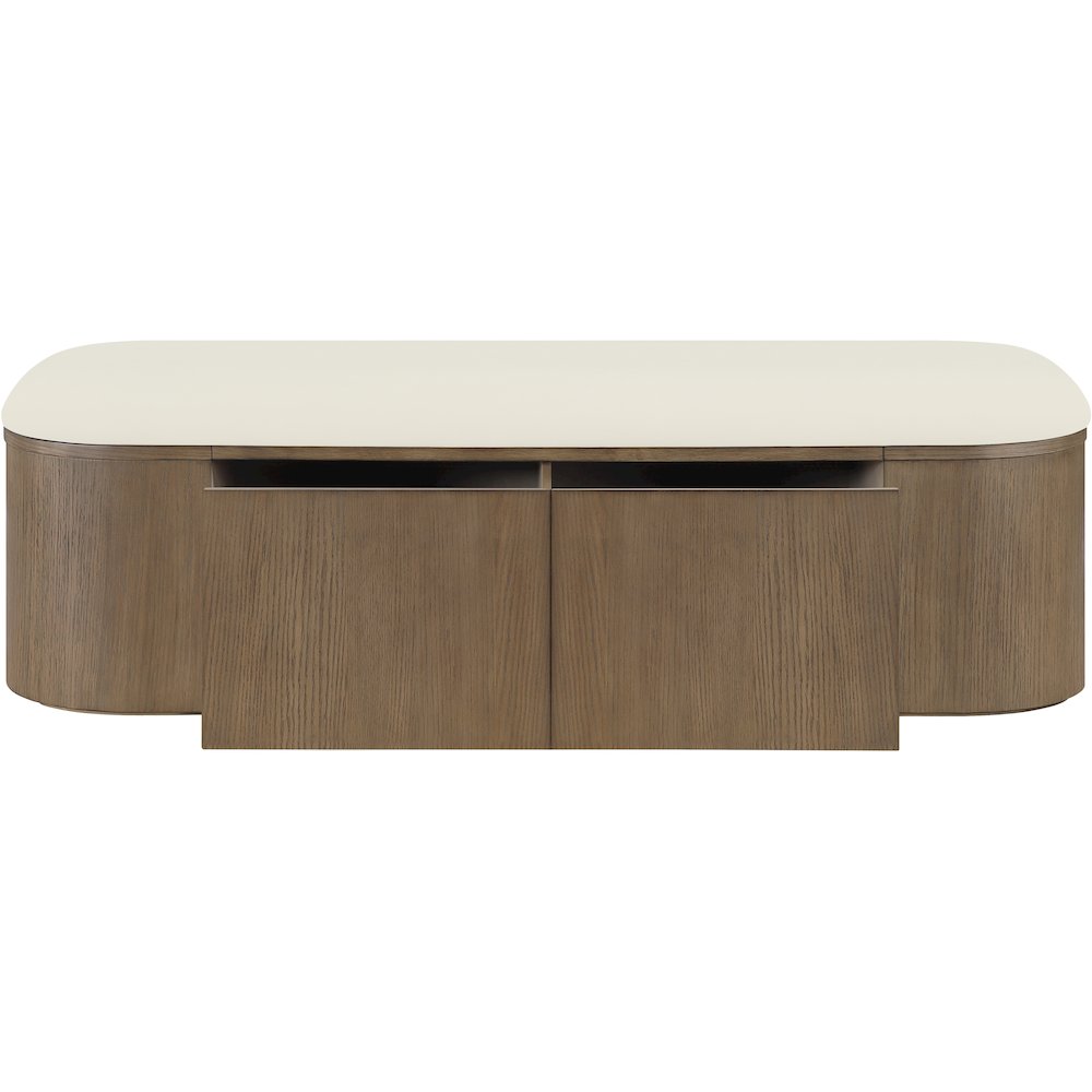 Velden Cream Vegan Leather Upholstered Storage Bench