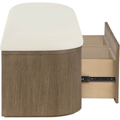 Velden Cream Vegan Leather Upholstered Storage Bench