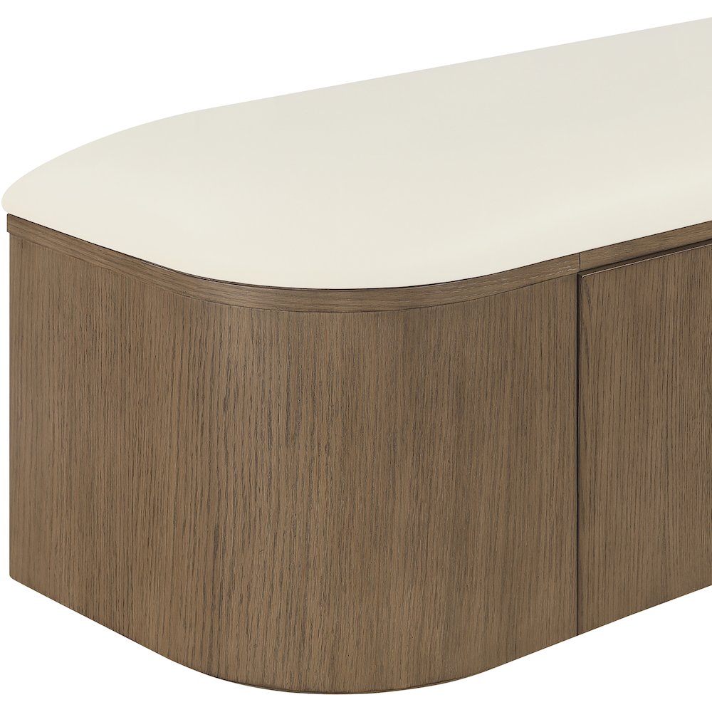 Velden Cream Vegan Leather Upholstered Storage Bench