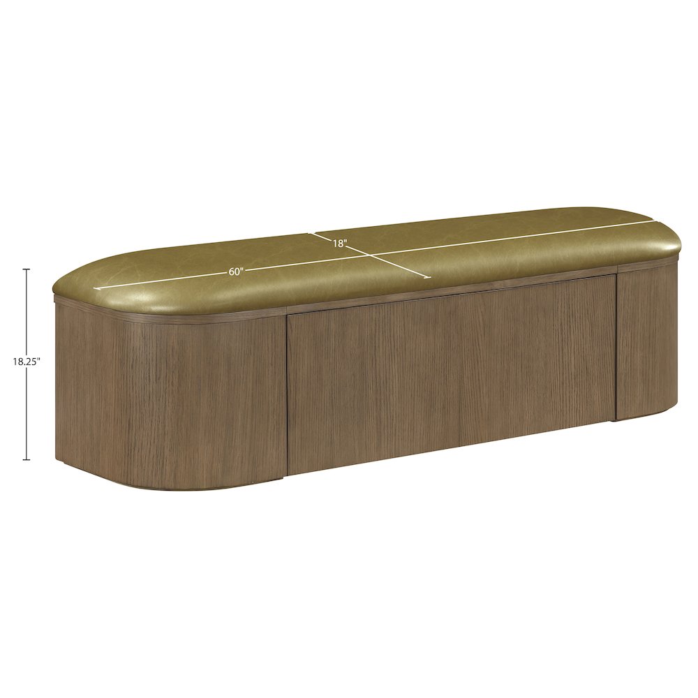 Velden Olive Vegan Leather Upholstered Storage Bench