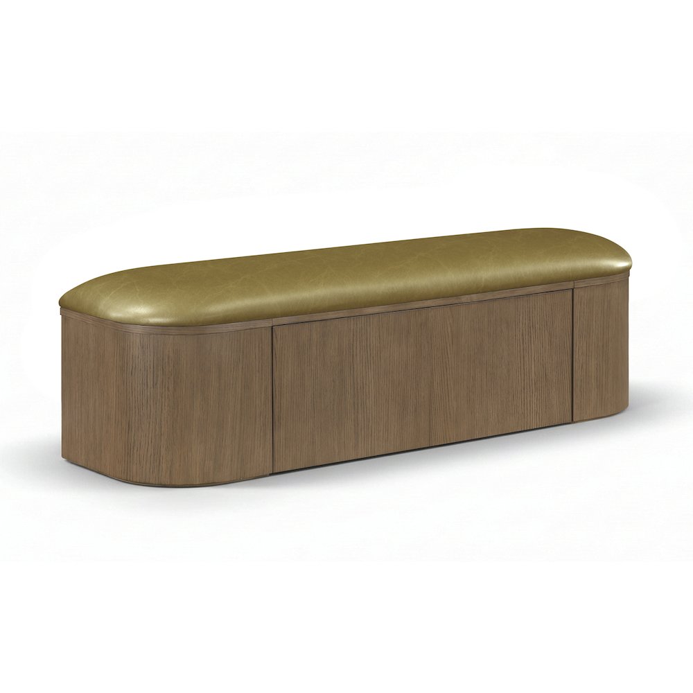 Velden Olive Vegan Leather Upholstered Storage Bench