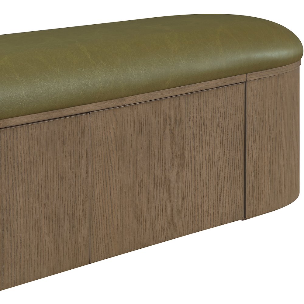 Velden Olive Vegan Leather Upholstered Storage Bench