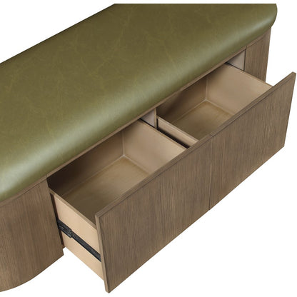 Velden Olive Vegan Leather Upholstered Storage Bench