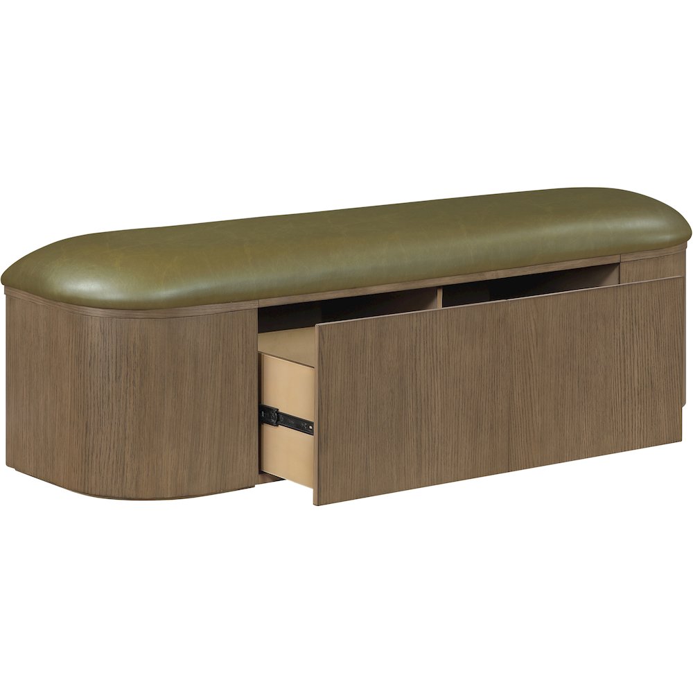 Velden Olive Vegan Leather Upholstered Storage Bench