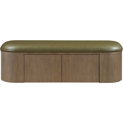Velden Olive Vegan Leather Upholstered Storage Bench