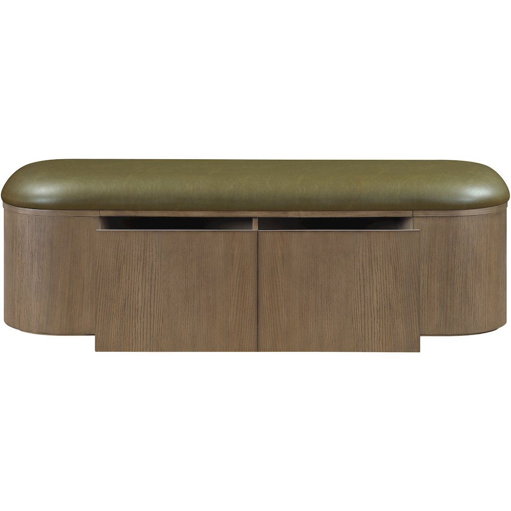Velden Olive Vegan Leather Upholstered Storage Bench