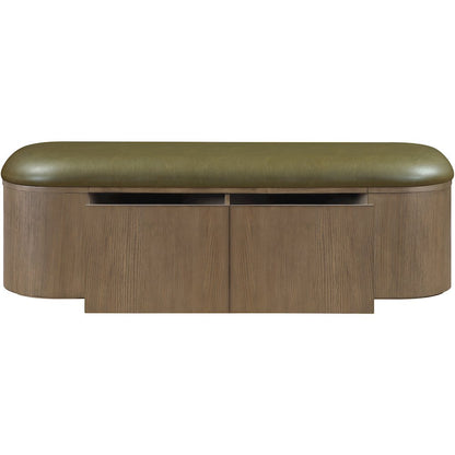 Velden Olive Vegan Leather Upholstered Storage Bench