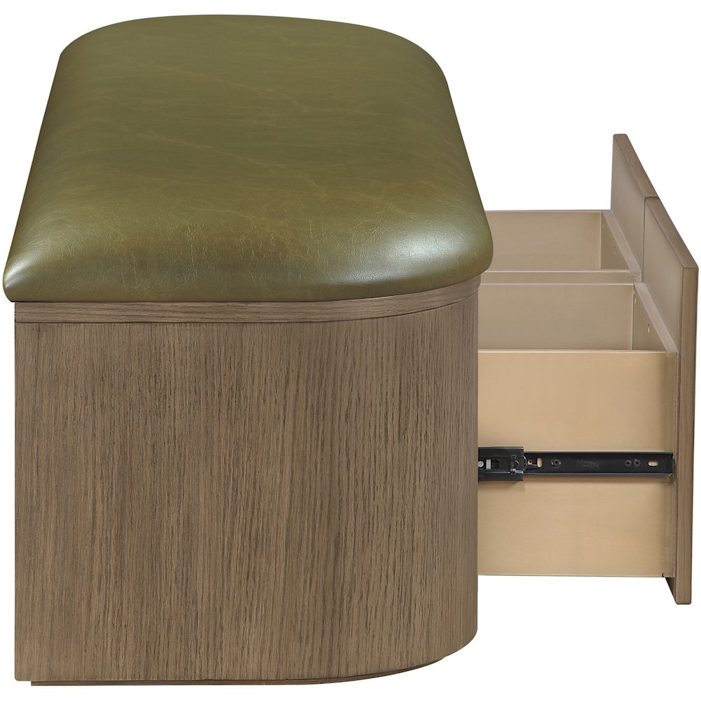 Velden Olive Vegan Leather Upholstered Storage Bench