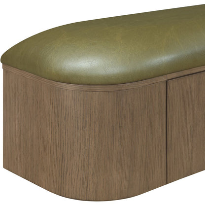 Velden Olive Vegan Leather Upholstered Storage Bench