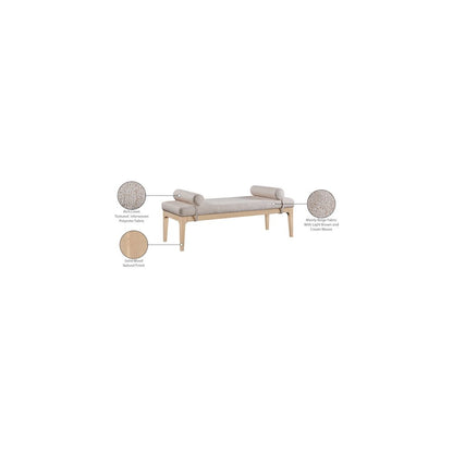 Priscilla Beige Linen Textured Fabric Bench