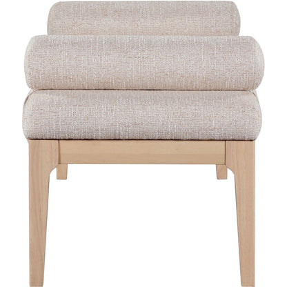 Priscilla Beige Linen Textured Fabric Bench