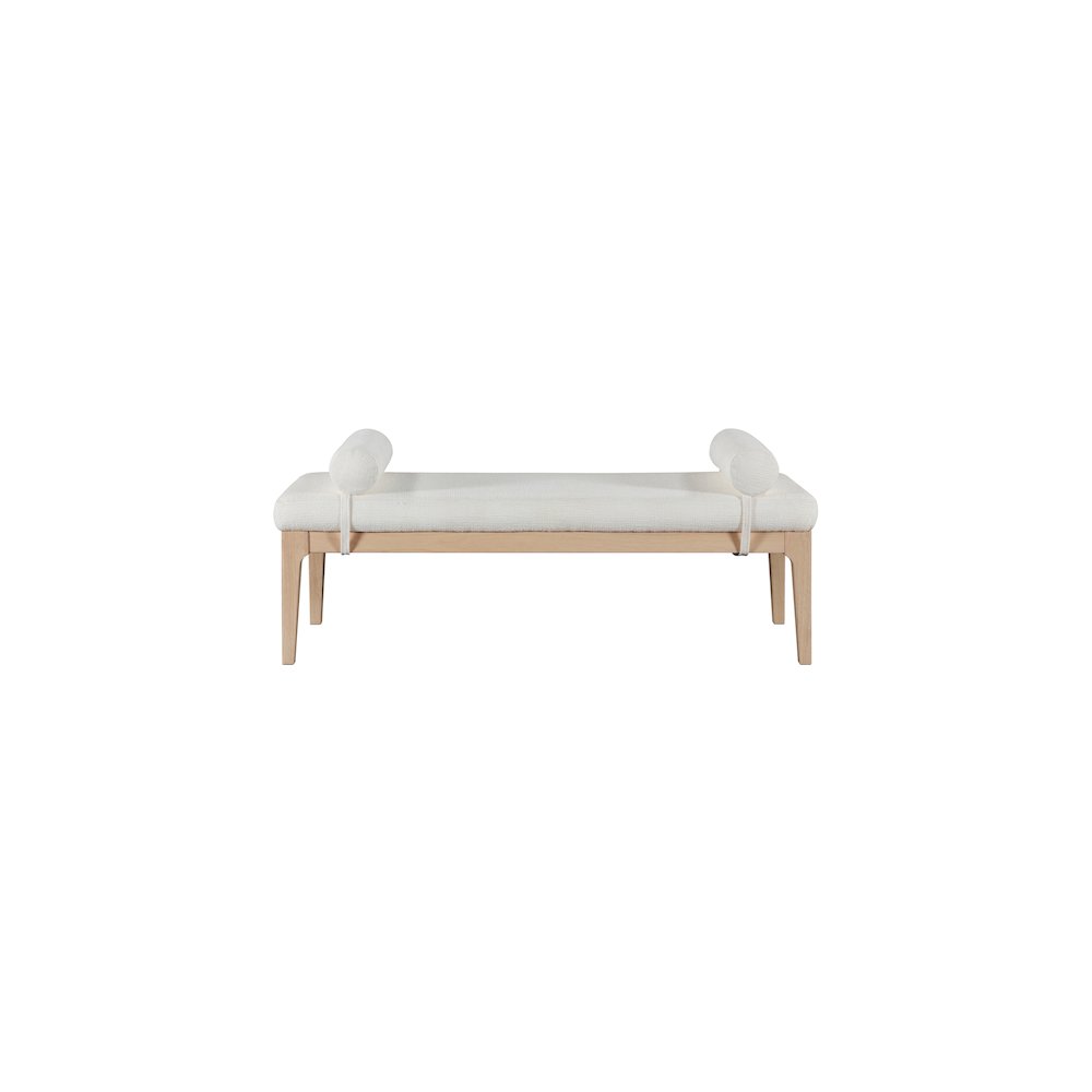 Priscilla Cream Linen Textured Fabric Bench