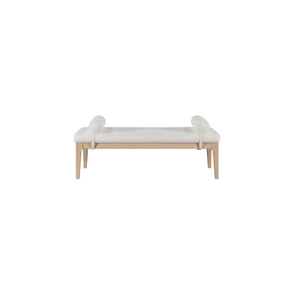 Priscilla Cream Linen Textured Fabric Bench