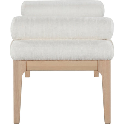 Priscilla Cream Linen Textured Fabric Bench