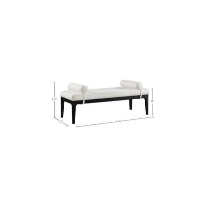 Priscilla Cream Linen Textured Fabric Bench