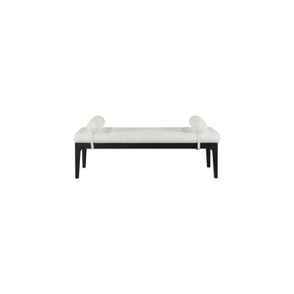 Priscilla Cream Linen Textured Fabric Bench