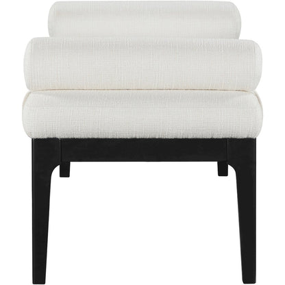 Priscilla Cream Linen Textured Fabric Bench