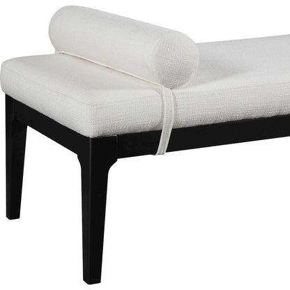 Priscilla Cream Linen Textured Fabric Bench