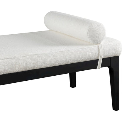 Priscilla Cream Linen Textured Fabric Bench