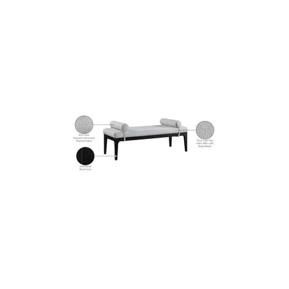Priscilla Grey Linen Textured Fabric Bench