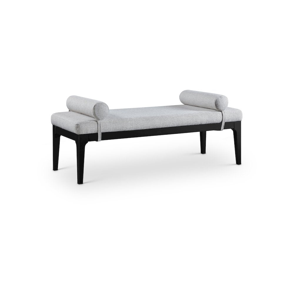 Priscilla Grey Linen Textured Fabric Bench