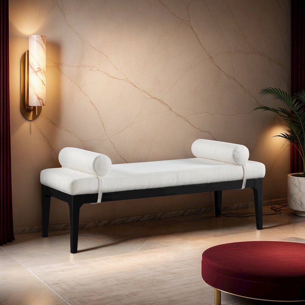 Priscilla Grey Linen Textured Fabric Bench