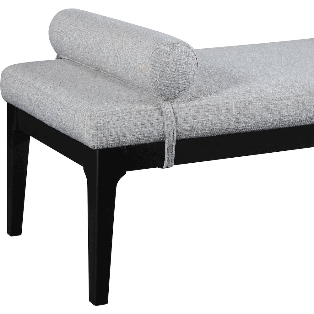 Priscilla Grey Linen Textured Fabric Bench