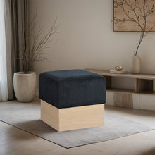 Havre Black Velour Fur Fabric Ottoman/Stool