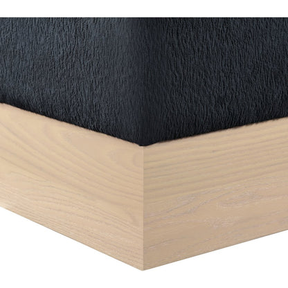 Havre Black Velour Fur Fabric Ottoman/Stool