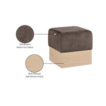 Havre Brown Velour Fur Fabric Ottoman/Stool