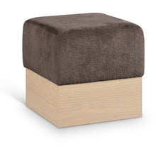 Havre Brown Velour Fur Fabric Ottoman/Stool