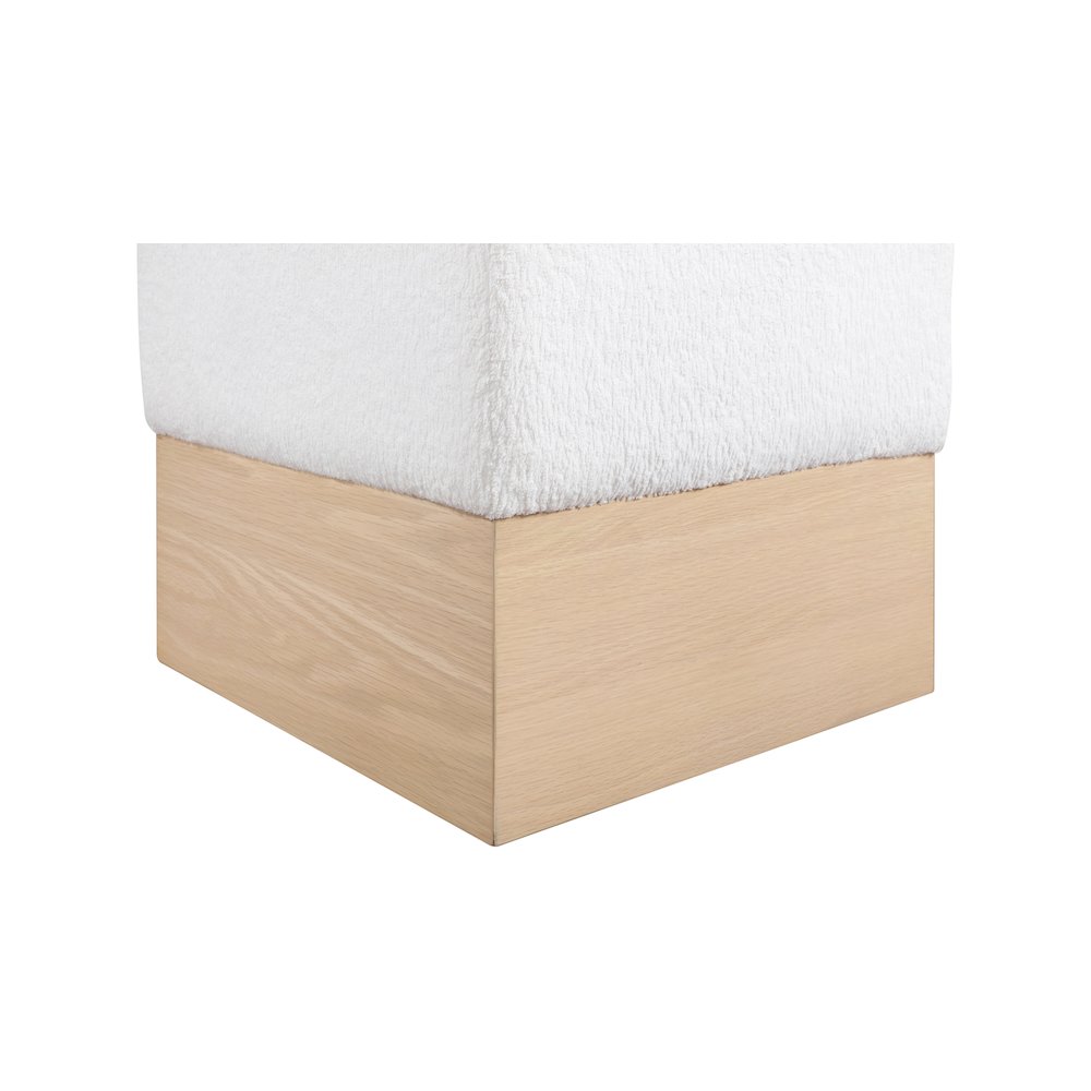Havre Cream Velour Fur Fabric Ottoman/Stool
