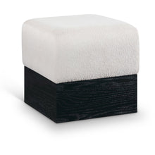 Havre Beige Velour Fur Fabric Ottoman/Stool