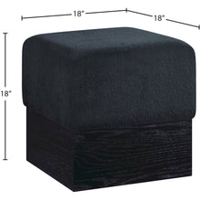 Havre Black Velour Fur Fabric Ottoman/Stool