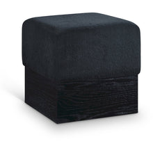Havre Black Velour Fur Fabric Ottoman/Stool