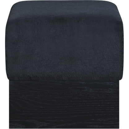Havre Black Velour Fur Fabric Ottoman/Stool