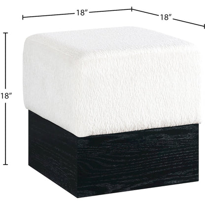 Havre Cream Velour Fur Fabric Ottoman/Stool