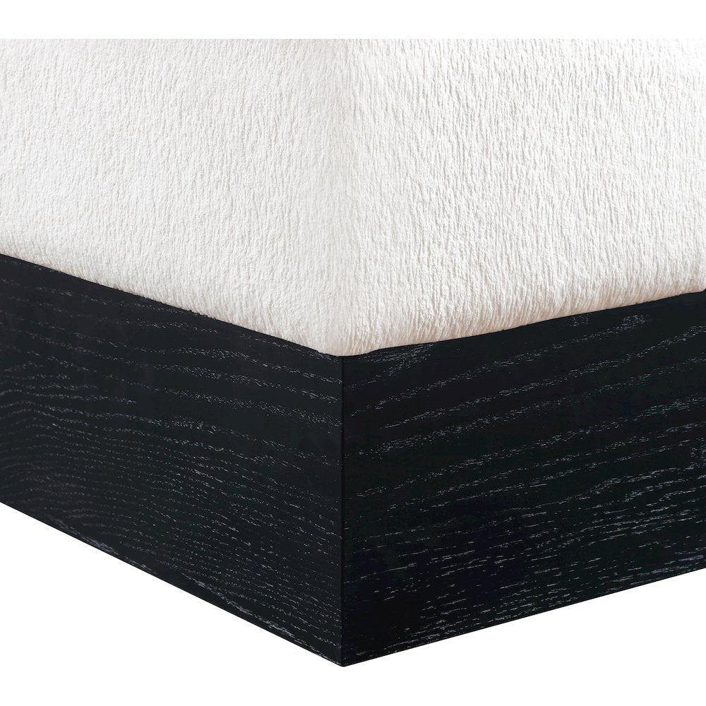 Havre Cream Velour Fur Fabric Ottoman/Stool