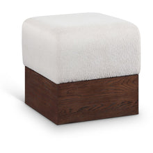 Havre Beige Velour Fur Fabric Ottoman/Stool