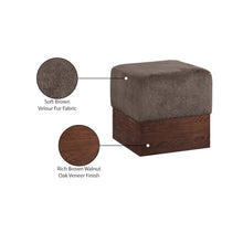 Havre Brown Velour Fur Fabric Ottoman/Stool